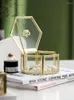 Storage Boxes Dressing Table Organizer Light Luxury Copper Frame Crown Glass Canister Cosmetic Box Jewelry Holder Make Up Brush