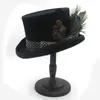 Wide Brim Hats Size Handwork Black Wool Women Men Fedora Top Hat For Magician Party Wedding