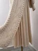 Casual Dresses Women Long Sleeve Stand Collar Twist Tied Waist Wool Dress