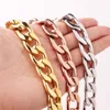 Cadenas de moda para hombre, joyería de acero inoxidable, cadena de eslabones cubanos de 13/15/19mm de ancho, collar o pulsera de Color oro rosa de 7-40 pulgadas