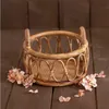 Andenken geborene Pografie-Requisiten Retro Rattan runder Korbstuhl Bebe Po Zubehör Recien Baby Mädchen Junge Geschenk Posieren Bett Hintergrund 230114