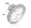 Wedding Rings Classic Romantic Silver Compated Jewelry Luxury 6mm 7 mm 8 mm karaat CZ Diamant Zirkoon voor vrouwen