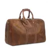 Duffel Bags Men's Leather Handbag Handmade Travel Bag Crazy Horse Large Capacity Female Luggage