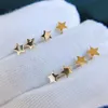 Stud Earrings YUNLI Real 18K Rose Gold Pure AU750 Simple Star Design For Women Fine Jewelry Gift