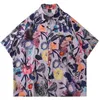 Women's Blouses Brand Vintage Purple Floral Birds Button Up Shirt For Men Women Elegant Ladies Tops Fashion Beach Hawaiian Short Sleeve