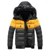 Men's Down Cotton-padded Jacket Men Winter Hooded Thickened Warm Windproof Matching Colored Leisure Outwear