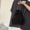 Schultaschen Rucksack Schwarz Kette Damen Rucksäcke Hohe Qualität Kordelzug Für Teenager Mini Weibliche Große Kapazität
