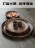 Borden zwarte walnootplaat Japans vast hout ronde gedroogd fruit houten schijf dessert servies
