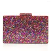 Evening Bags European Colorful Sequined Women Bag Leopard Metal Chain Acrylic Messenger Ladies Wedding Party Phone Purse Handbag