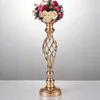Party Decoration 10Sets Gold Flower Vases Candle Holders Stand Wedding Table Centerpiece Rack Pillar Candlestick Candelabra