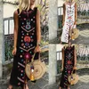 Casual Dresses Women Dress Boho Floral Print Sleeveless Summer Party Long Maxi Elegant Lady Holdiay Beach Sundress Split Female Clothing