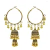 Boucles d'oreilles cerceau Jhumka bijoux or argent petites cloches goutte gland femmes filles Boho ethnique grand cercle rond boucle d'oreille pendante