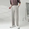 メンズスーツブレイザーズのズボンの男性弾性ウエストベルトスーツパン韓国ストリートウェアビンテージファッションルーズカジュアルストレートパンツ