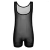 Body Shapers da uomo Body da uomo Mesh Shapewear High Elastic Ultra-sottile trasparente Gays Boxer Intimo T-shirt in tessuto trasparente Buono