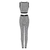 Tvådelade set för kvinnor Byxor gyllene lejon tight-fit Ny sexig ärmlös kappa för kvinnor Blyertsbyxor Set Bodycon Jacquard Bandage Elegant Party Club