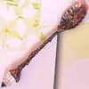 UPS Vintage Royal Style Spoon Metal Carved Coffee Spoons Forks With Crystal Head Kitchen Fruit Prikkers Dessert Ice Cream Scoop Gift