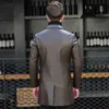 남성용 가죽 가짜 Akoosun 진짜 양가죽 재킷 코트 긴 바람막이 코트 남성 봄 가을 T-01-1703 KJ1618