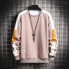 Men's Hoodies 2023 Autumn Men Sweatshirt Hip Hop Hoodie Crewneck Side Striped 100 Polyester Thin Fall Pullovers Mens O-neck Shirt