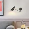 Lampy ścienne Regulowane z lampą przełączającą Kreatywne odczyt Bedside Vintage Retro LED E27 Lights Fexible Black Gold