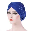 Beanies Beanie/Skull Caps Women Turban Fashion Forehead Cross Accessories Solid Casual For Cancer Muslim Hats Beanie Chemotherapy Cap Bead