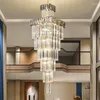 Lampade a sospensione High-end Villa Staircase Lamp Duplex Building Lampadario Light Luxury Square Crystal Living Room Long