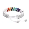 Strand fyjs unika silverpläterade handgjorda väv 8 mm runda pärlor lager Ametysts Healing Chakra Armband White Howlite Stone Jewelry