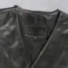 Men's Vests Vintage Motorcycle Vest Mens Cowhide Genuine Leather Sleeveless Jackets V Neck Single Breasted Waistcoat Punk Style