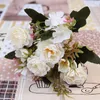 Dekoracyjne kwiaty wieńce pionia DIY Dekoracja imprezy vintage jedwabny sztuczny szalony wesel