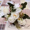 Fleurs décoratives Couronnes Pivoine DIY Décoration De Fête Vintage Soie Artificielle Petite Rose De Mariage Faux Festival Fournitures Décor À La Maison Bouquet