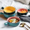 Miski ceramiczna miska sałatkowa z uchwytem sera domowego śniadaniowego owocowe deser zupa zupa mikrofalowa mikrofalowa zastawa stołowa