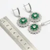 Collier boucles d'oreilles ensemble 925 argent pour femmes forme de fleur vert semi-précieux pendentif Bracelets anneaux boîte-cadeau gratuite