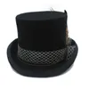 Chapeaux à large bord taille travail manuel laine noire femmes hommes Fedora chapeau haut de forme pour magicien fête mariage