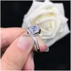 Solitaire Ring Designer Moissanite Pear Shape Diamond Heart Micro Setting Rings Size 819 مع شهادة بطاقة سوداء Drop Dhshy