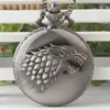 Pocket Watches Top Brand Bronze Direwolf Pattern Symbol Vintage Watch Necklace Quartz For Men Women TD2081