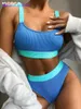 Traje de baño para mujer INGAGA Bikini de cintura alta 2023 Traje de baño para mujer Traje de baño sexy para mujer Bikini acanalado Biquinis brasileños Ropa de playa Traje de baño 012723H