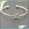 Braccialetti di rame aperto espandibile di alta qualità del polsino Braccialetti del nodo d'amore delle donne per le ragazze delle signore Moda semplice gioielli Drop Deliver Othtd