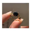 Anéis de casamento Feminino de charme de pedra de cristal preto feminino CHARM DOL GOLD FINE PARA MULHERES DAINTY BRIED ROUNTE DE NOVAGEM DE NOVAÇÃO DA DELIV