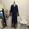 Roupas étnicas Musilm de moda conservadora de renda de ouro muçulmana costura Ramadan Cardigan Robe Dubai Abaya 2023 Medida Long Femme