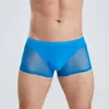 Sous-vêtements minces pour hommes sous-vêtements maille translucide élastique taille basse U convexe respirant boxer pochette voir à travers les boxers sexy homme culotte