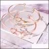 Link Chain 26 Letter Rose Gold Sier Color Knoop Hart Bracelet Bangle Zinklegering Ronde Hanger Bruidsmeisje Geschenk Braceletz Drop Dhhnp