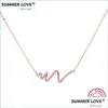 Подвесные ожерелья Summer Love 925 Sterling Sliver Ecg Charm для женщин блестящие хрустальные украшения на шее золотую цепь Colar feminin dro dhj5o