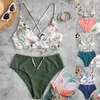 Damen Badebekleidung zweiteilige Badeanzug Bikini Frauen 2022 Sommer Beach Wear Anzug Frauen Blumendruck Split Sets Neue Damen Schwimmen Dropshipping 012723h