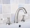 Robinets de lavabo de salle de bain en laiton nickel 3 trous sur pont monté en double leviers en céramique poignées de navire Basin robinet mélangeur Taps anf694