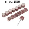 15pcs zımpara flep seti ile 3mm shank taşlama tekerleği başlık zımpara aşındırıcı aletler zımpara kağıdı dremel döner aletler için pas kaldırma