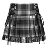 Skirts Y2K Fashion Aesthetic Punk Skirt Tie Up Harajuku Checkered Mini Plaid Pleated High Waisted Empire Goth Dark Visual Kei