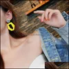 Stud Fashion Acrylic Geometric Earrings For Women Girls Yellow Hollow Statement Square Long Party Jewelry Valentines Day Drop Deliver Dhz3X