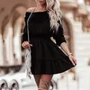 Casual Dresses Women Spring Velvet Ruffle Dress Winter Pink Long Sleeve Elastic Female Elegant Office Solid A Line Party Vestidos