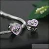 Liga de liga europeia Crystal Hearts Charms Minchações Fit Fit Bracelets originais Bulbões para mulheres Jóias de entrega de bugigangas DIY OT3TJ