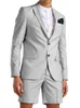 Men's Suits & Blazers Latest Fashion Summer Silver Grey Men Short Pants Beach Groom Casual Business Wedding 2 Piece Jacket SetMen's