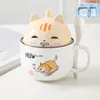 Mugs Ceramic Cup With Lid Spoon Cute Large Capacity Coffee Mug Personality Creative Trend Couple Male And Female Student Gift CupMugs